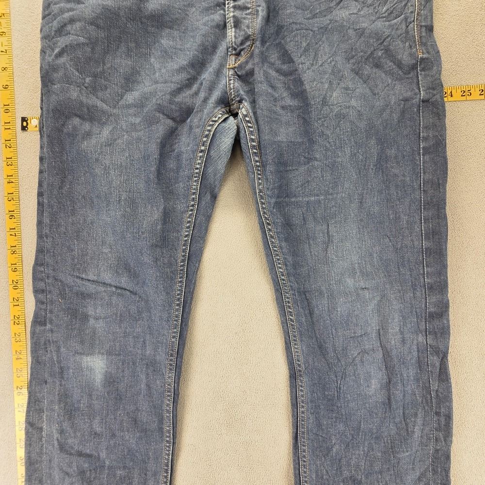C&A Jeans Mens 38x34 Blue Selvedge The Slim Stretch Extra Comfort Button Fly - Picture 13 of 16